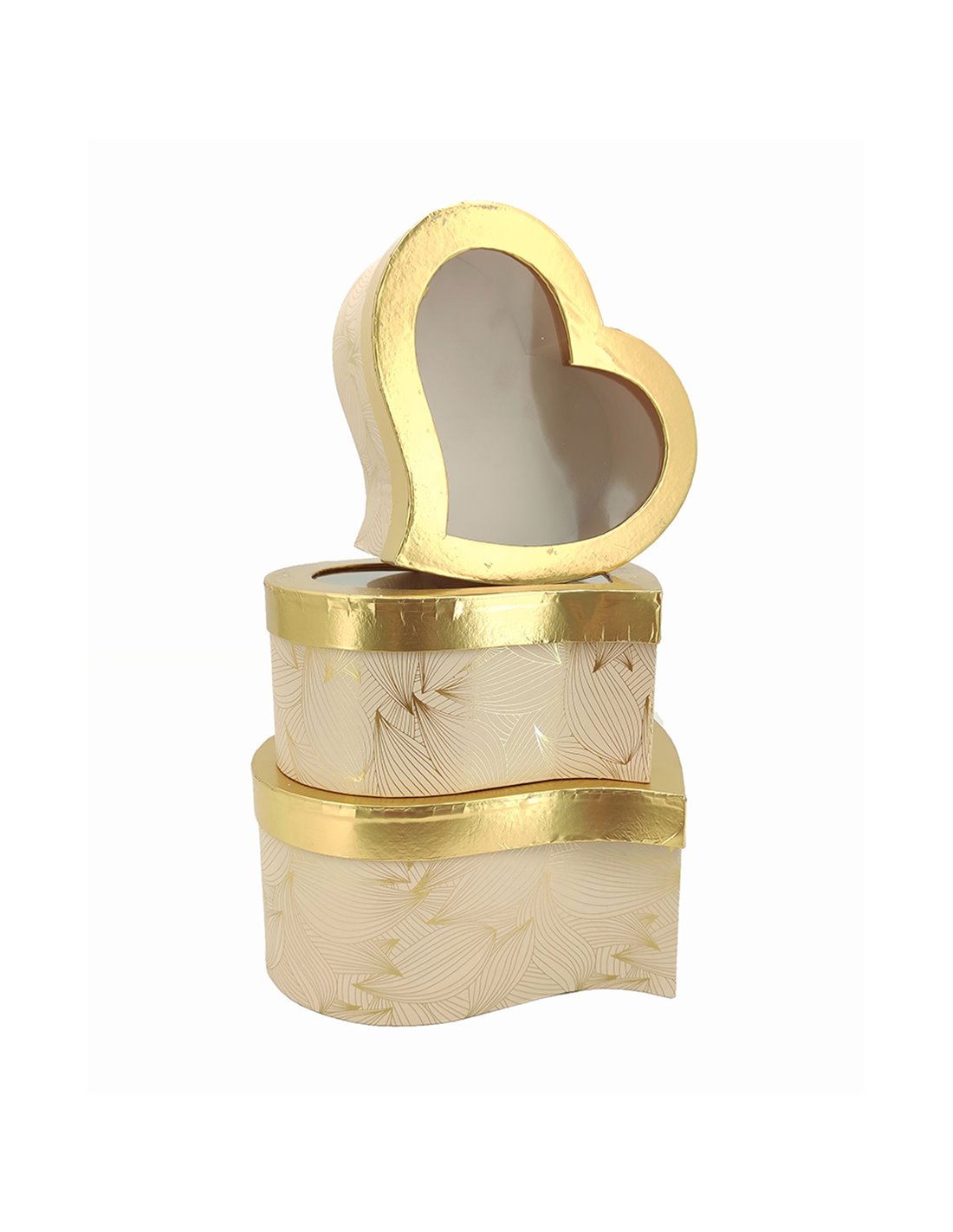Scatola a forma di cuore in legno bianco - Col. Tessuto Ecru/Grigio